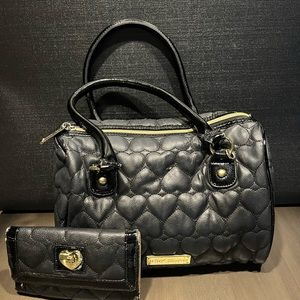 Betsy Johnson handbag with wallet used wear and tears
